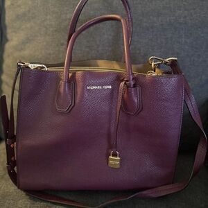 Michael Kors Medium Convertible Mercer Tote Bag Plum